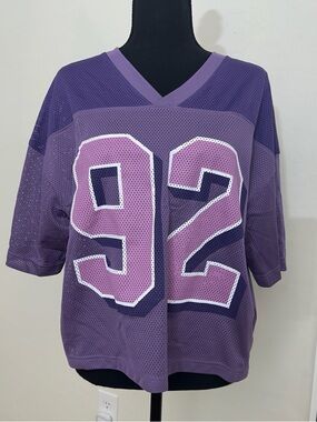 🏛️✨ Urban Outfitters Purple Mesh Football Jersey | "92" Graphic | S